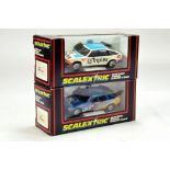 Vintage Scalextric Duo comprising C.283 Rover 3500 plus C.280 PMG Rover. Untested but display well