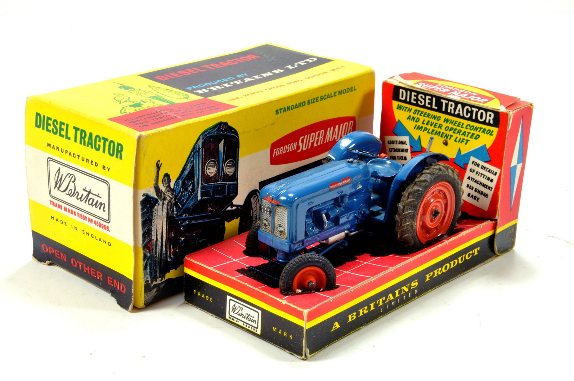 Britains No. 172F Fordson Super Major Tractor. Fine example is VG to E in VG to E Box.