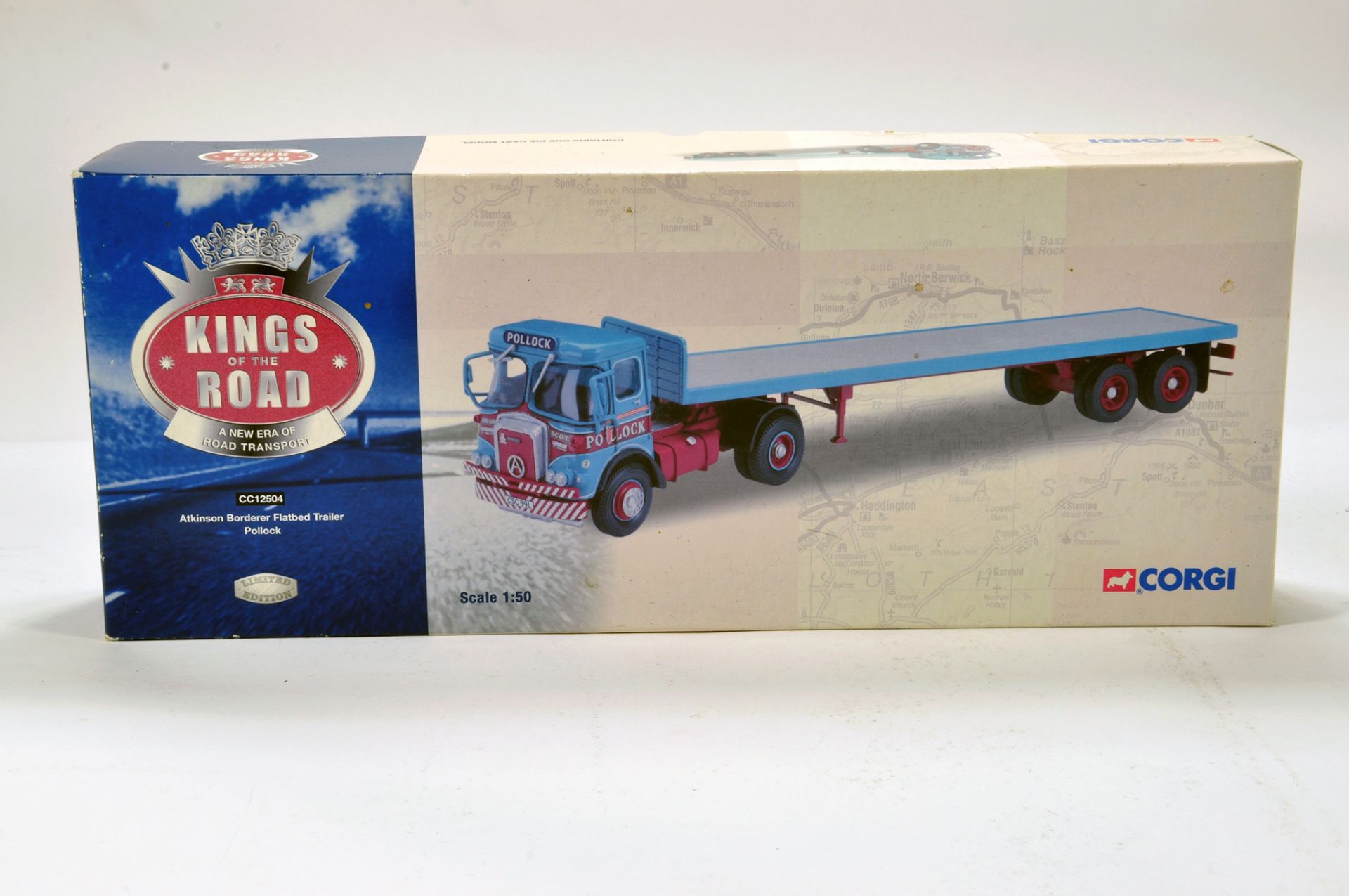 Corgi 1/50 diecast truck issue comprising No. CC12504 Atkinson Borderer Flatbed Trailer in livery of