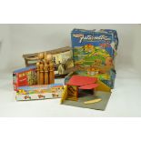 Old Toy and Game group including Triang Minic Garage plus Tin Plate Aircraft issue. F.