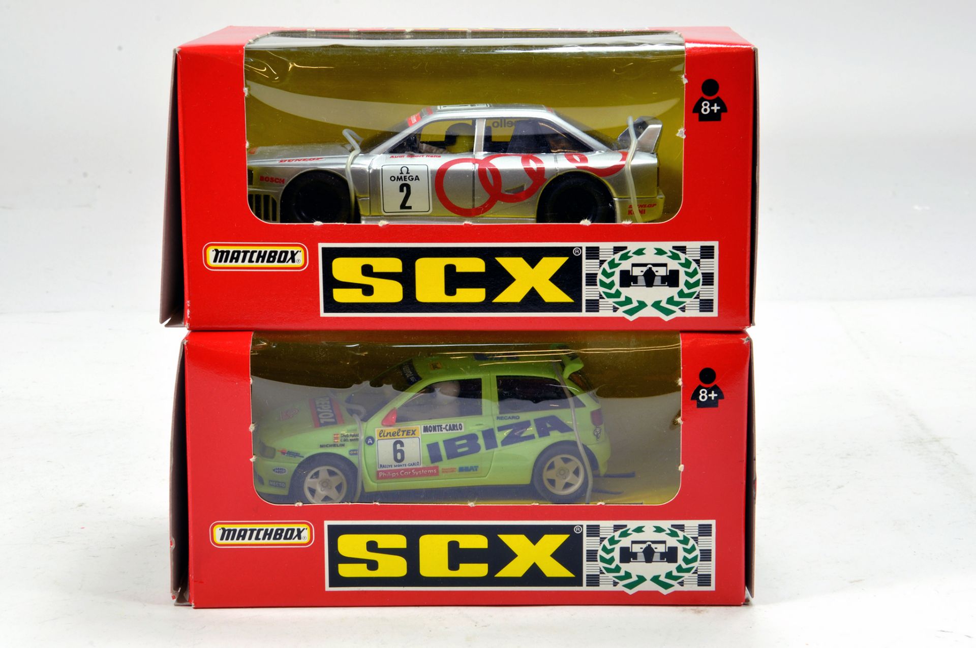 SCX Matchbox Type Scalextric duo. Untested but display well. (2)