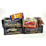 Mainly Burago Diecast group. Alfa romeo, Mercedes, Jaguar etc. Generally E to NM in Boxes. (6)