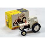 Dinky No. 305 David Brown 990 Tractor in white with dark brown engine and red exhaust. Generally G