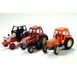 Britains 1/32 Farm Issues comprising Fiat Tractor Duo plus one other. Generally G to VG. (3)