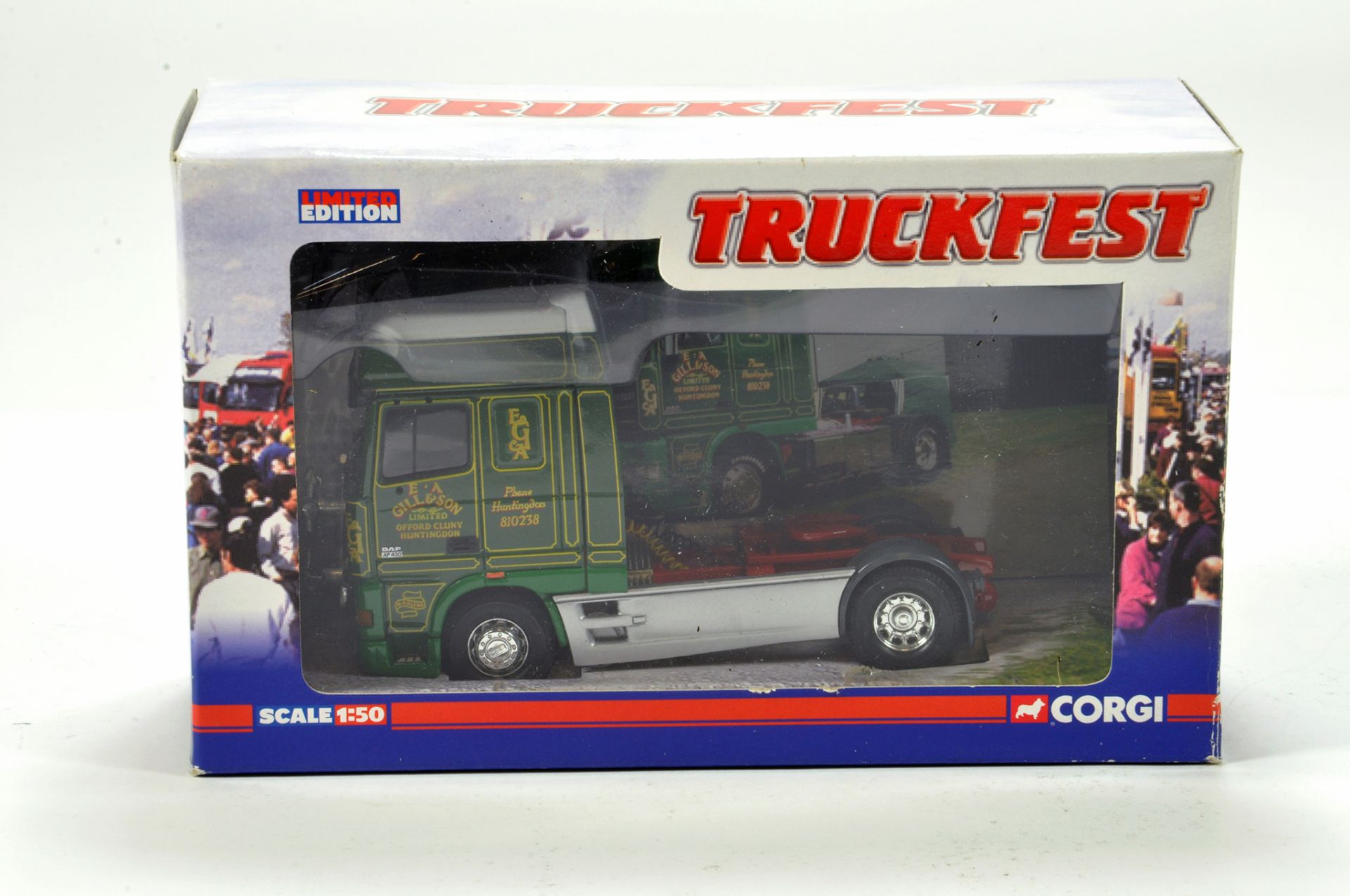 Corgi 1/50 diecast truck issue comprising No. CC13223 DAF XF in livery of Gill and Son. Truckfest