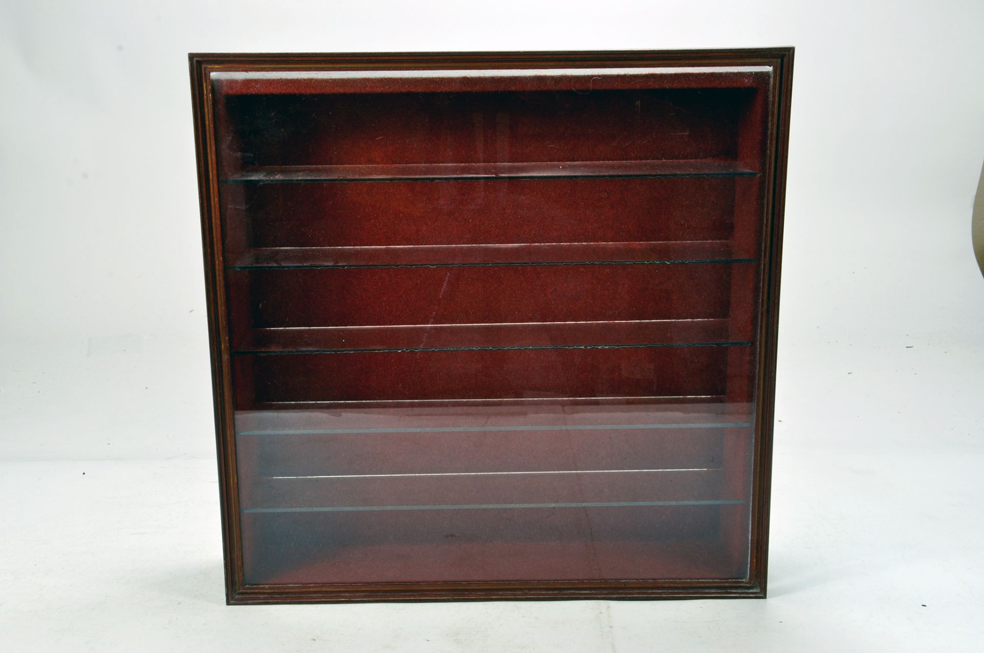 A Glass Shelved Wooden Presentation Display Cabinet with Glass Window.