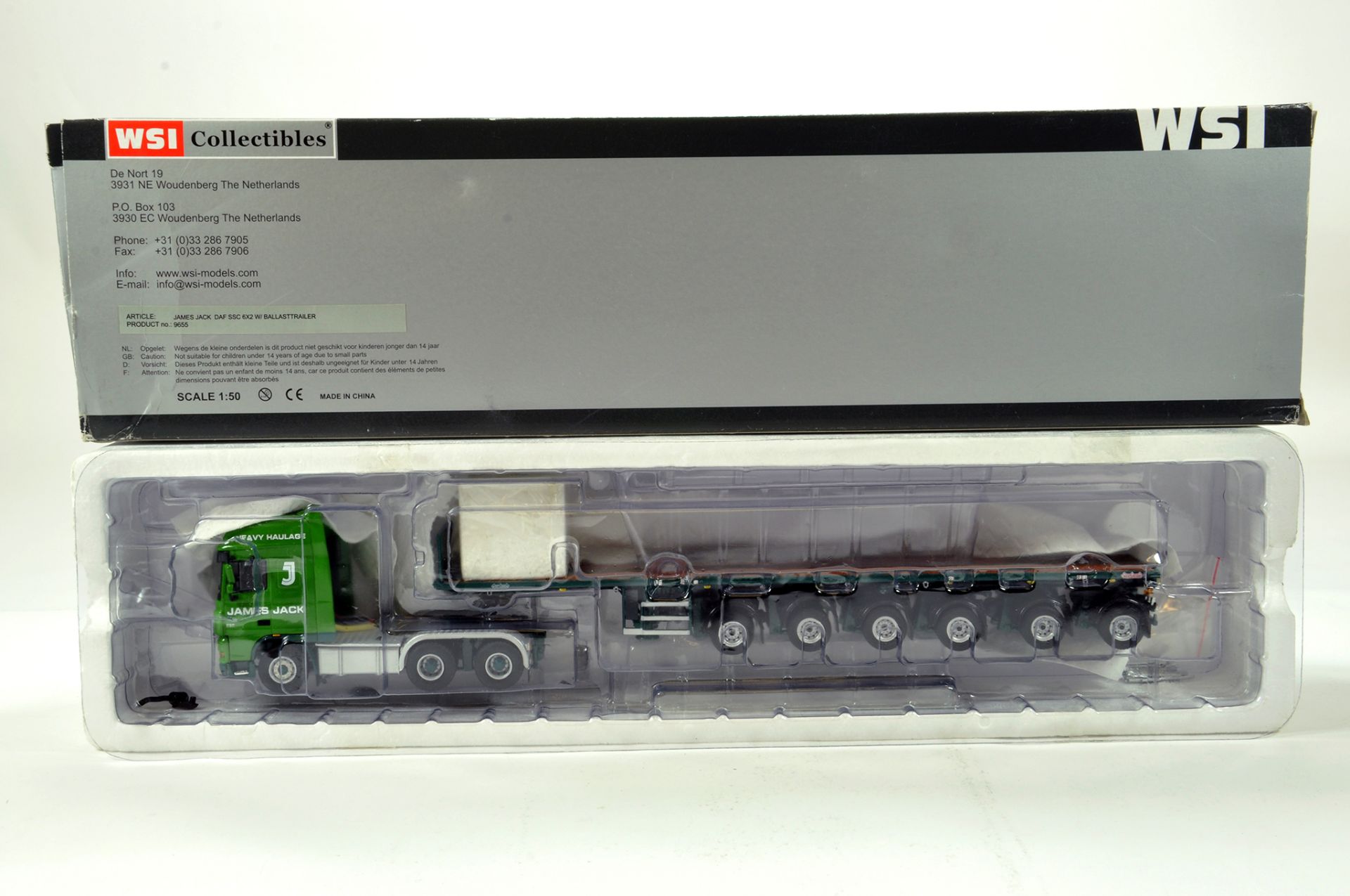 WSI 1/50 diecast precision truck issue comprising DAF SSC with Ballast Trailer in livery of James