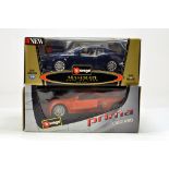 Burago 1/18 diecast duo comprising Maserati and Prima Guigiaro. Generally E to NM in Boxes.