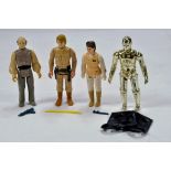Kenner Early Issue Star Wars Figure issues comprising C-3PO, Leia, Luke Skywalker and Lobot with