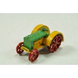 Dinky No. 22E Pre-War Farm Tractor. Green and Yellow with Red Metal Wheels. A lovely example that is