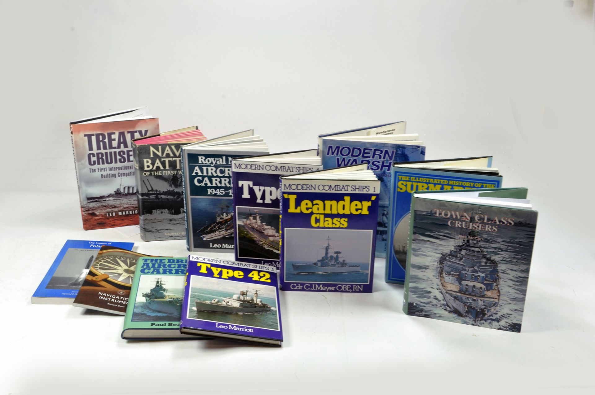 An interesting group of Military / Navy theme non fiction literature / reference books. Janes