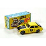 Corgi No. 345 MGC GT Competition Model in yellow with black bonnet, hatch and interior and tan