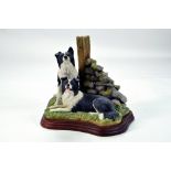 A static Border Fine Art presentation piece Ready and Waiting comprising a Border Collie Duo. Fine