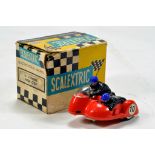 Early Scalextric comprising B1 Typhoon Motorcycle in red. Untested but displays well.