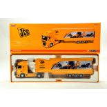 Corgi 1/50 diecast truck issue comprising No. CC13237 DAF XF Space Exhibition Unit in livery of JCB.
