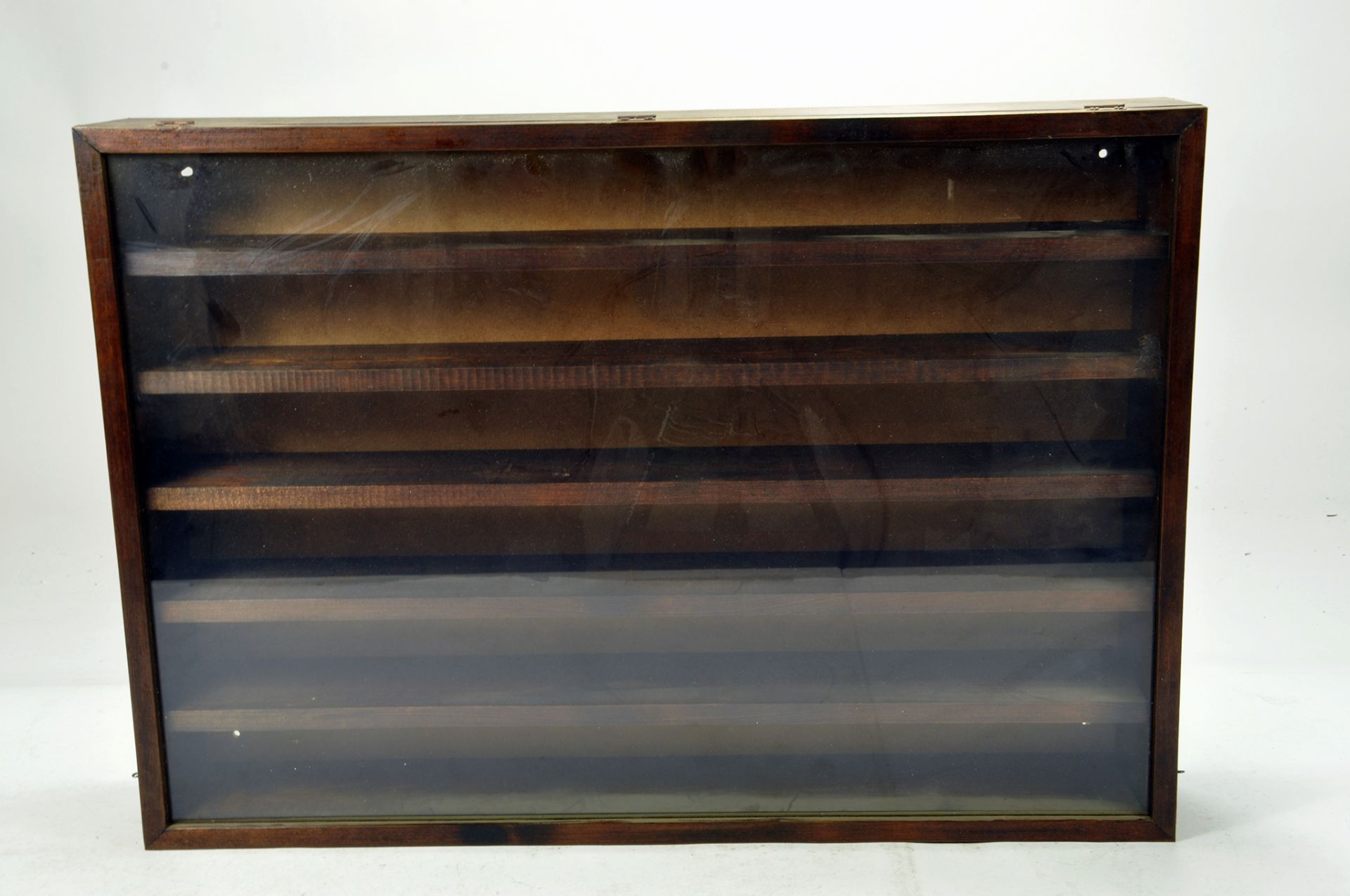 A Wooden Shelved Presentation Display Cabinet with Glass Window.