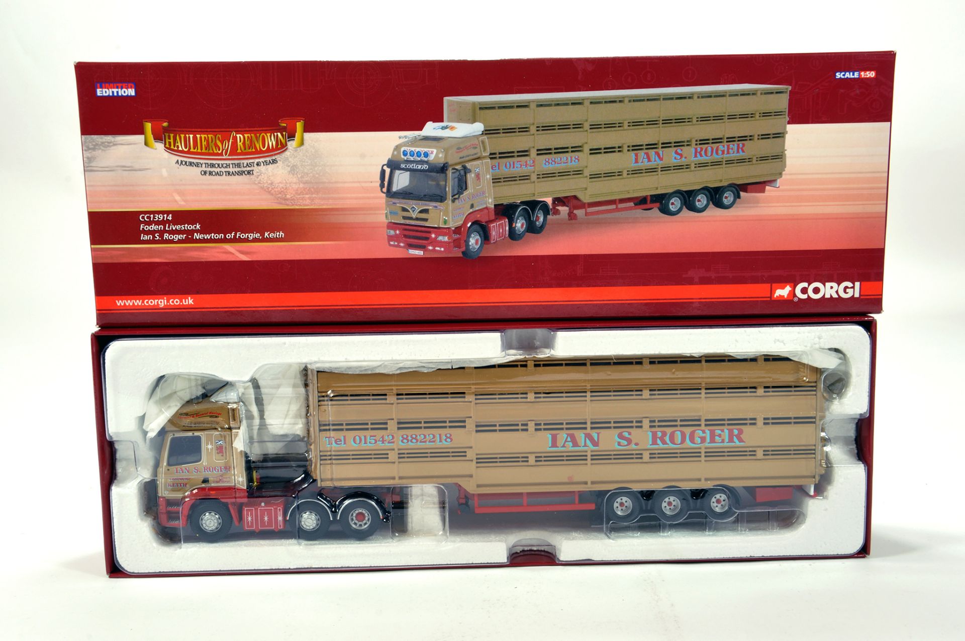 Corgi 1/50 diecast truck issue comprising No. CC13914 Foden Livestock Transporter in livery of Ian S