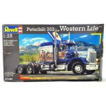 An unmade plastic Revell Kit in 1/25 of a Peterbilt Western Life Truck.