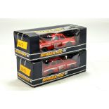 Vintage Scalextric Duo comprising C.128 BMW 320 Turbo. Untested but display well in original