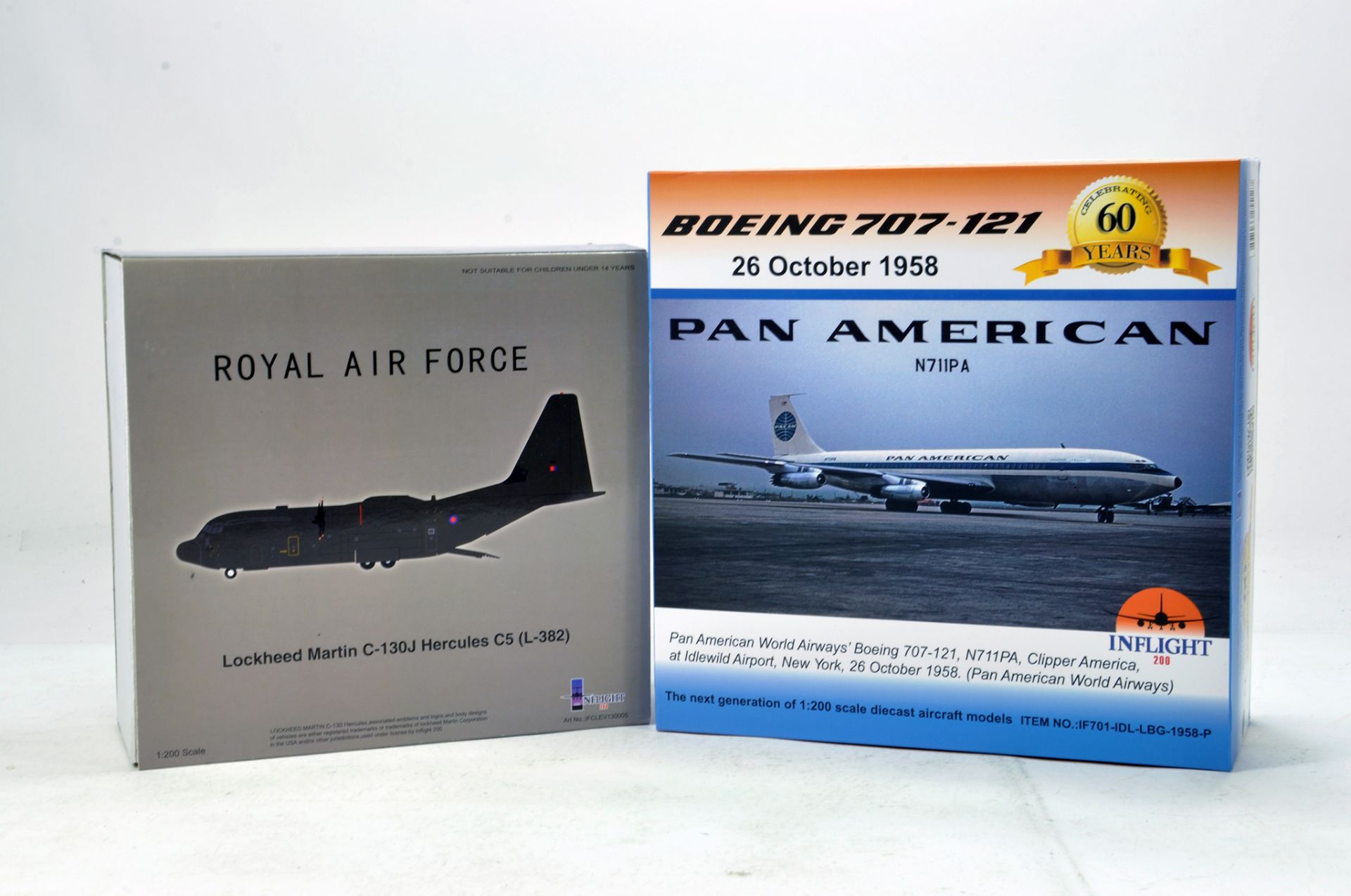 Inflight Models Diecast Aircraft Duo comprising Boeing 707 Special Edition plus C-130 Hercules