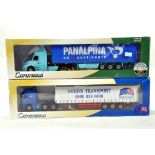 Duo of Cararama diecast truck issues in liveries of Panalpina and Dodds. VG to E.