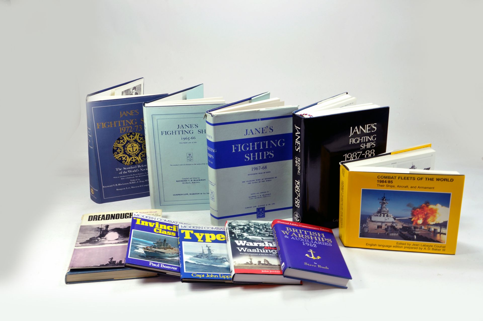 An interesting group of Military / Navy theme non fiction literature / reference books. Janes