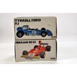 Polistil Diecast issue racing cars comprising Tyrell Ford F1 plus Ferrari B3 F1. E to NM in Boxes.