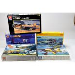 Group of plastic model kits including Airfix, AMT, Italeri and one other. Complete.