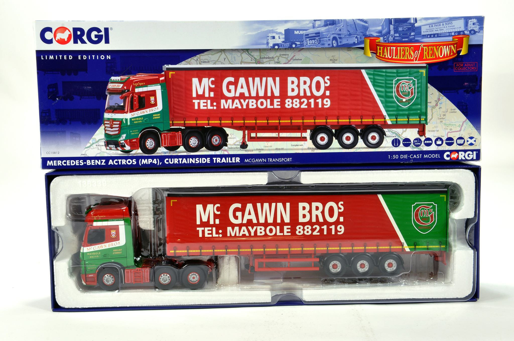 Corgi 1/50 diecast truck issue comprising No. CC15812 Mercedes Benz Actros Curtainside in livery