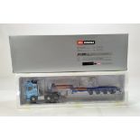 WSI 1/50 diecast truck issue comprising Volvo FH4 Globetrotter Low Loader Trailer in livery of