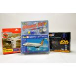 Group of plastic model kits including Airfix and Revell. Complete.