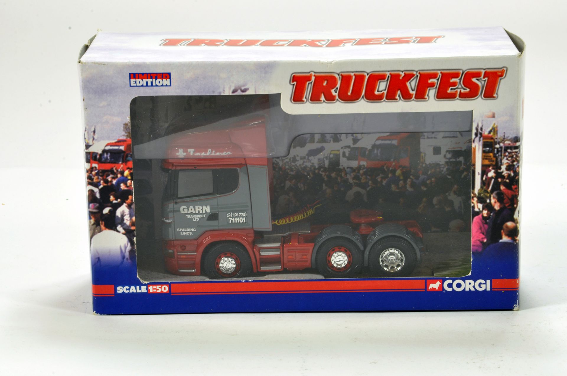 Corgi 1/50 diecast truck issue comprising No. CC13702 Scania R in livery of Garn. Truckfest Special.