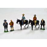 A very interesting array of Lead Metal Western Cowboy figures including horse duo and riders plus