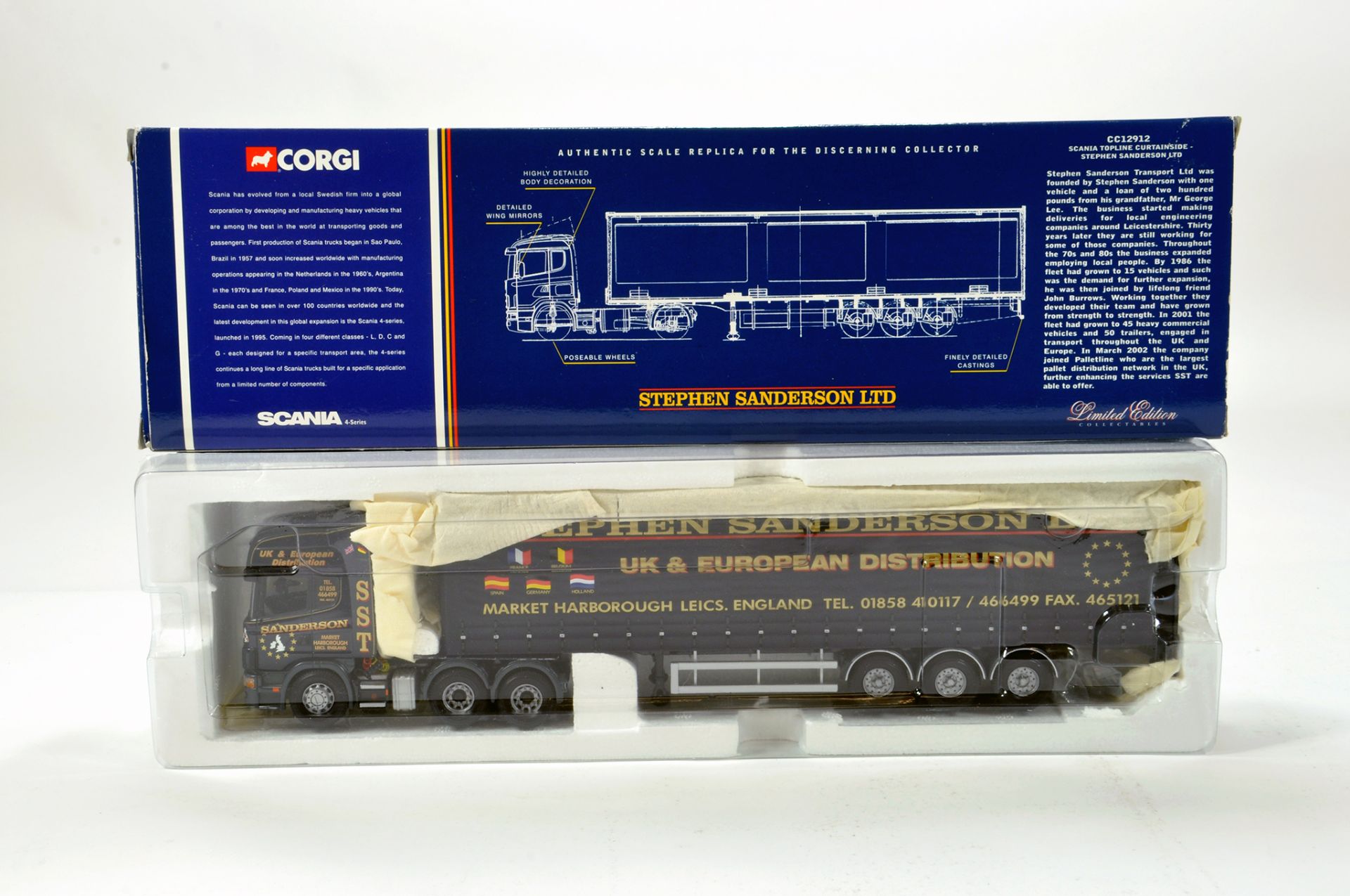 Corgi 1/50 diecast truck issue comprising No. CC12912 Scania Topline Curtainside in livery of