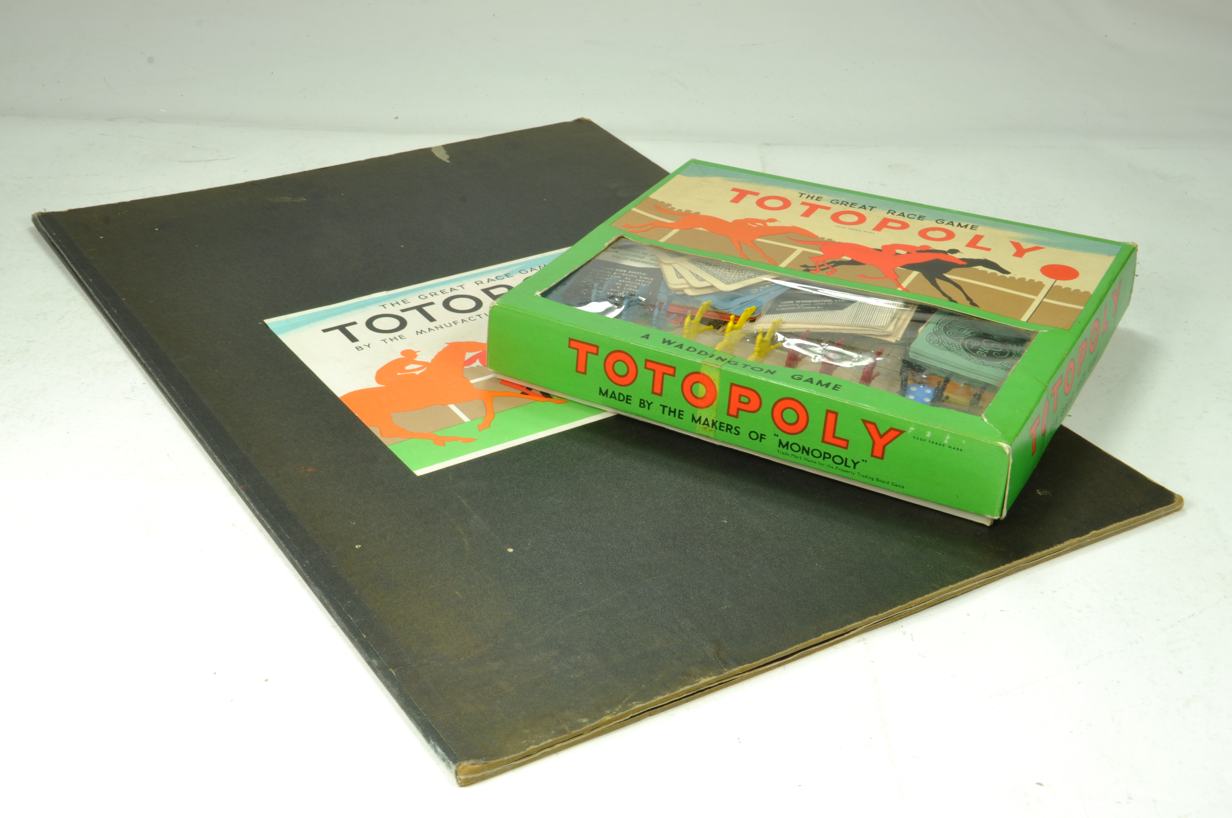 An early edition of the board game Totopoly. Appears complete with board and boxed contents