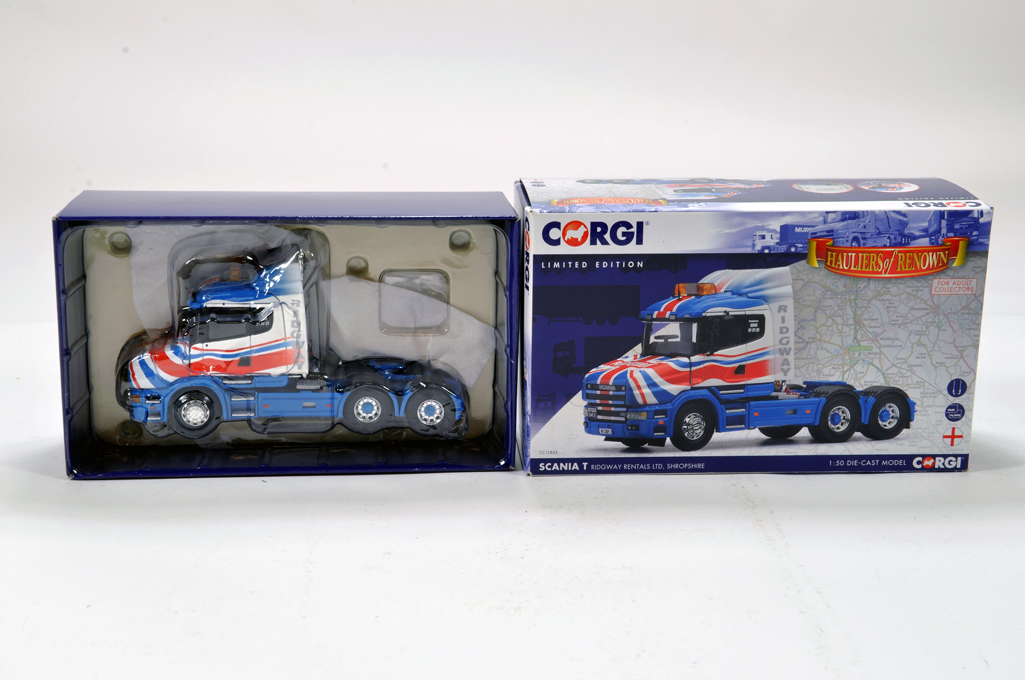 Corgi 1/50 diecast truck issue comprising No. CC12832 Scania T in livery of Ridgway Rentals. E to NM