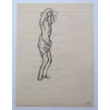 KEITH VAUGHAN [1912-77]. Standing Figure with Arms Raised. pencil drawing. initials bottom right .