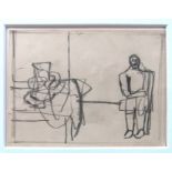 KEITH VAUGHAN [1912-77]. Seated Figure. pencil drawing. 9 x 12 cm - overall including frame 27 x