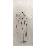 KEITH VAUGHAN [1912-77]. Figure Bending Over. pencil drawing. 15 x 7 cm - overall including frame 25