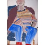 JOHN EMANUEL [1930 - ]. Seated Man. watercolour. signed. 55 x 38 cm - unframed. St Ives artist. [