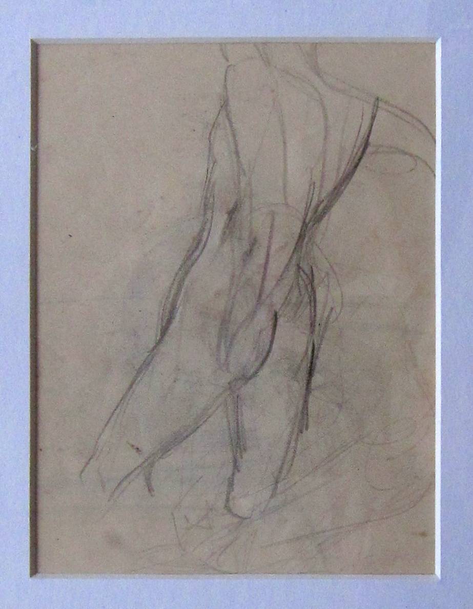 KEITH VAUGHAN [1912-77]. Figure [with Seated Figure drawing on reverse]. pencil drawing. 14 x 11