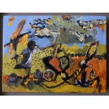 MAURICE COCKRILL R.A. [1936-2013]. Broken Cart, 1988 oil on board, apparently signed on the reverse,