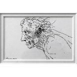 PETER HOWSON [1958 - ]. Head Study, 2012. ink drawing, signed. 13 x 20 cm - overall including