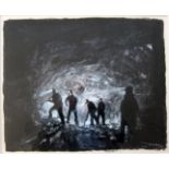 DAVID BEZ Miners Working. pastel, signed. 56 x 49 cm. Framed. Provenance: Alpha Art Gallery,