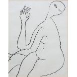 ROGER HILTON [1911-75]. Female Nude, 1968. ink drawing on paper laid down on card, signed & dated on