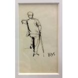 KEITH VAUGHAN [1912-77]. Standing Figure, c. 1941. ink drawing, signed with studio stamp initials.