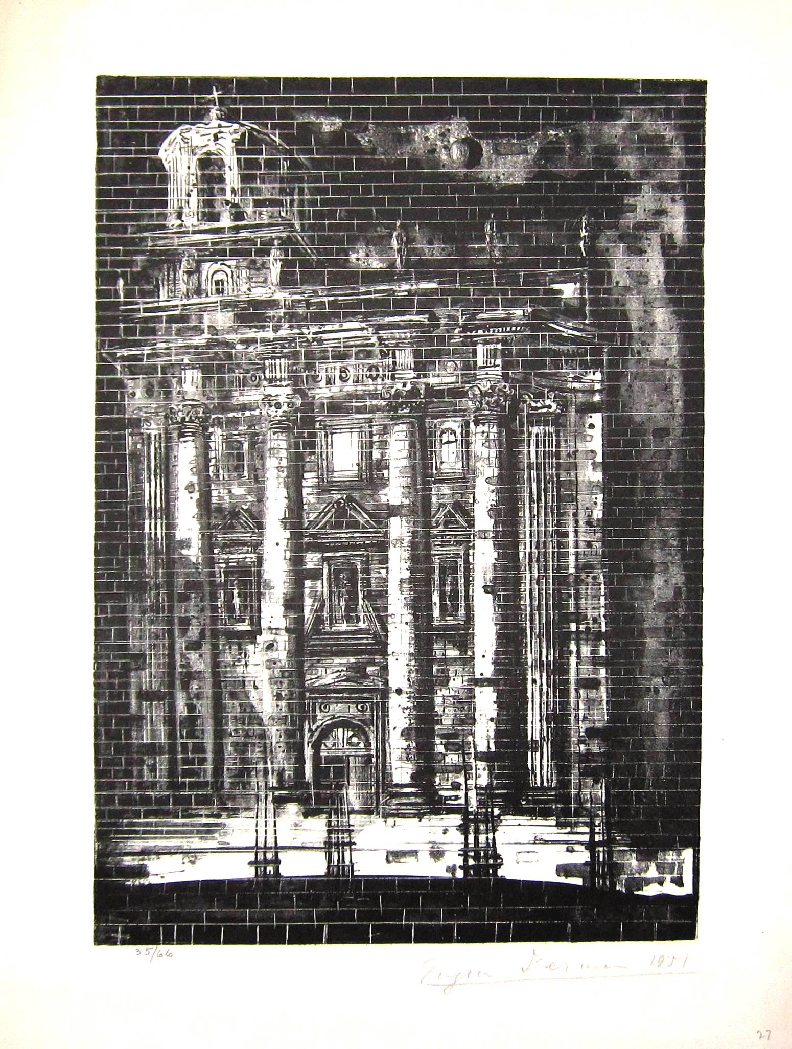 EUGENE BERMAN [1899-1972]. Nocturnal Cathedral, 1951. lithograph, edition of 66 [35/66] signed in