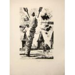 EUGENE BERMAN [1899-1972]. Leaning Flaming Column, 1949. lithograph, edition of 25 [19/25]. signed