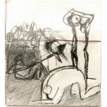 KEITH VAUGHAN [1912-77]. Figures Standing and Kneeling. pencil on paper drawing. 11 x 10 cm -