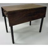 A 19th Century mahogany drop leaf Pembroke table on square supports